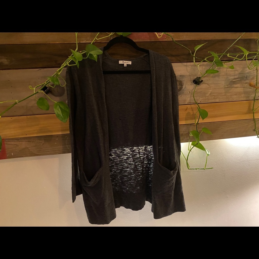 MADEWELL Charcoal Gray Cardigan Sweater ((S)
